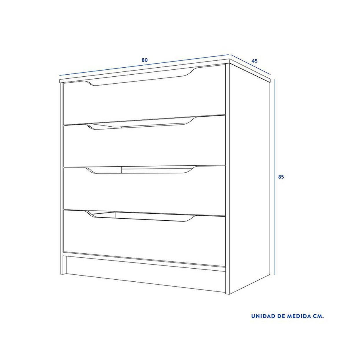 Cómoda CIC Olmo Blanco 4 Cajones