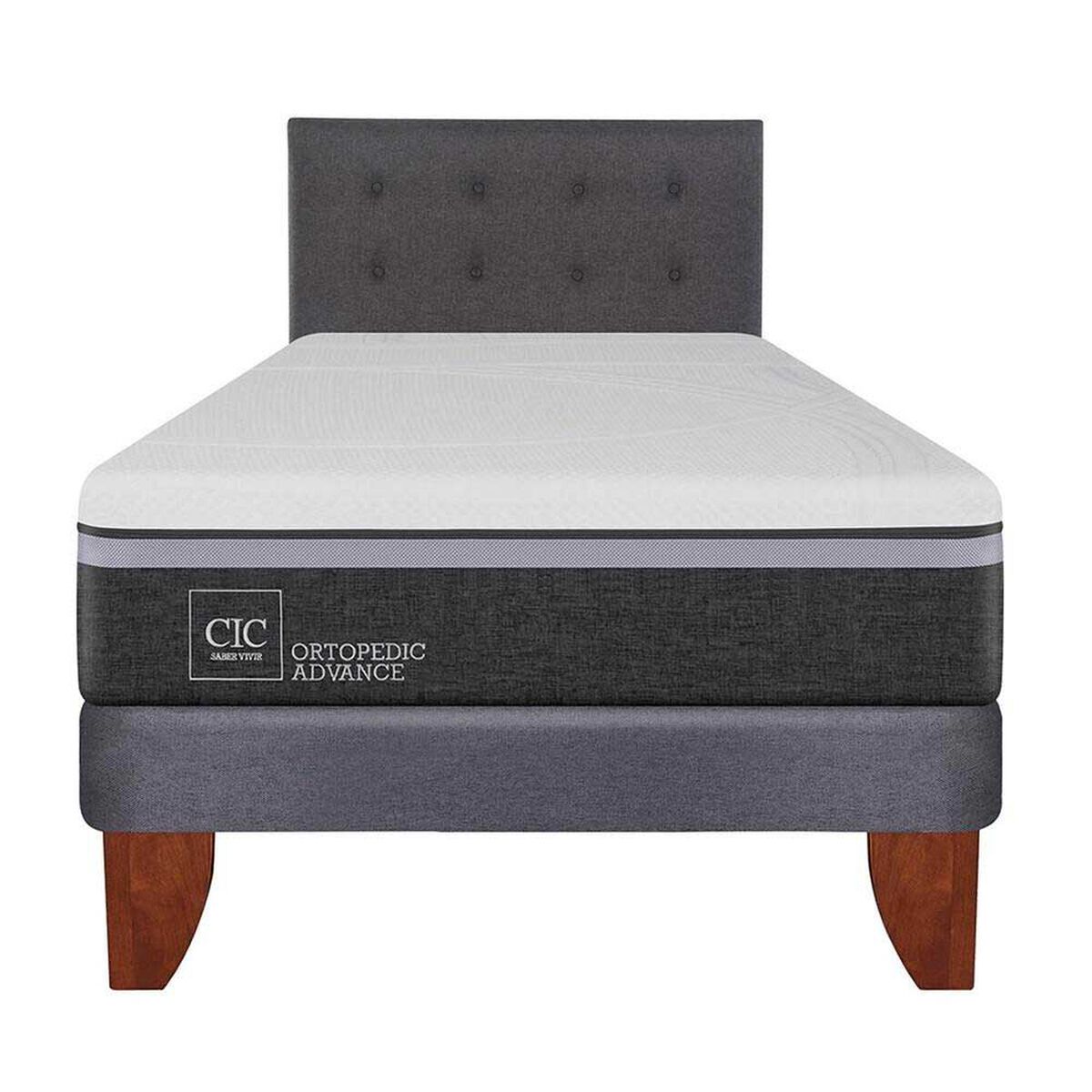 Cama Europea CIC 1,5 Plazas Ortopedic Advance + Respaldo Eufrates