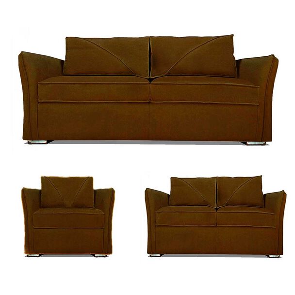 Juego de Living Elegant Detail Atlanta Sofá 3 Cuerpos + Sofá 2 Cuerpos + Sillón 1 Cuerpo Café