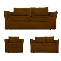 Juego de Living Elegant Detail Atlanta Sofá 3 Cuerpos + Sofá 2 Cuerpos + Sillón 1 Cuerpo Café