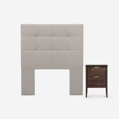 Respaldo + Velador Rosen 1,5 Plazas Issey Beige
