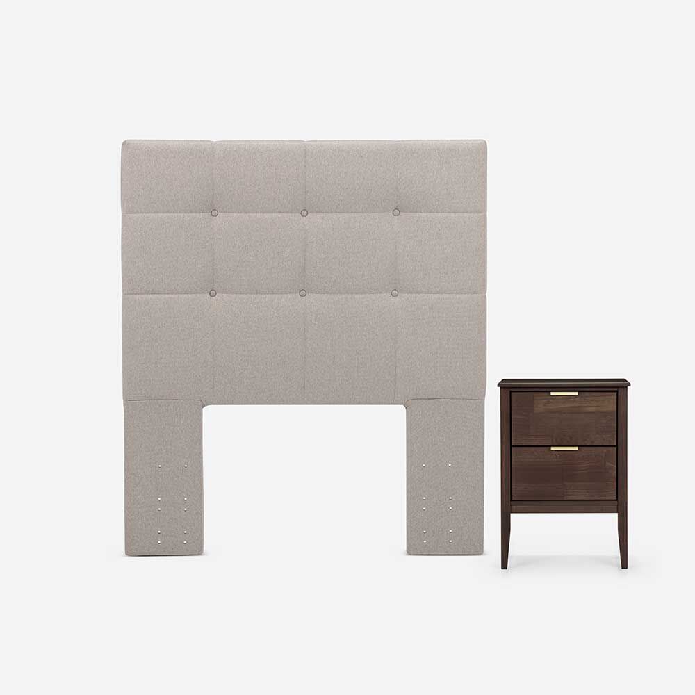 Respaldo + Velador Rosen 1,5 Plazas Issey Beige