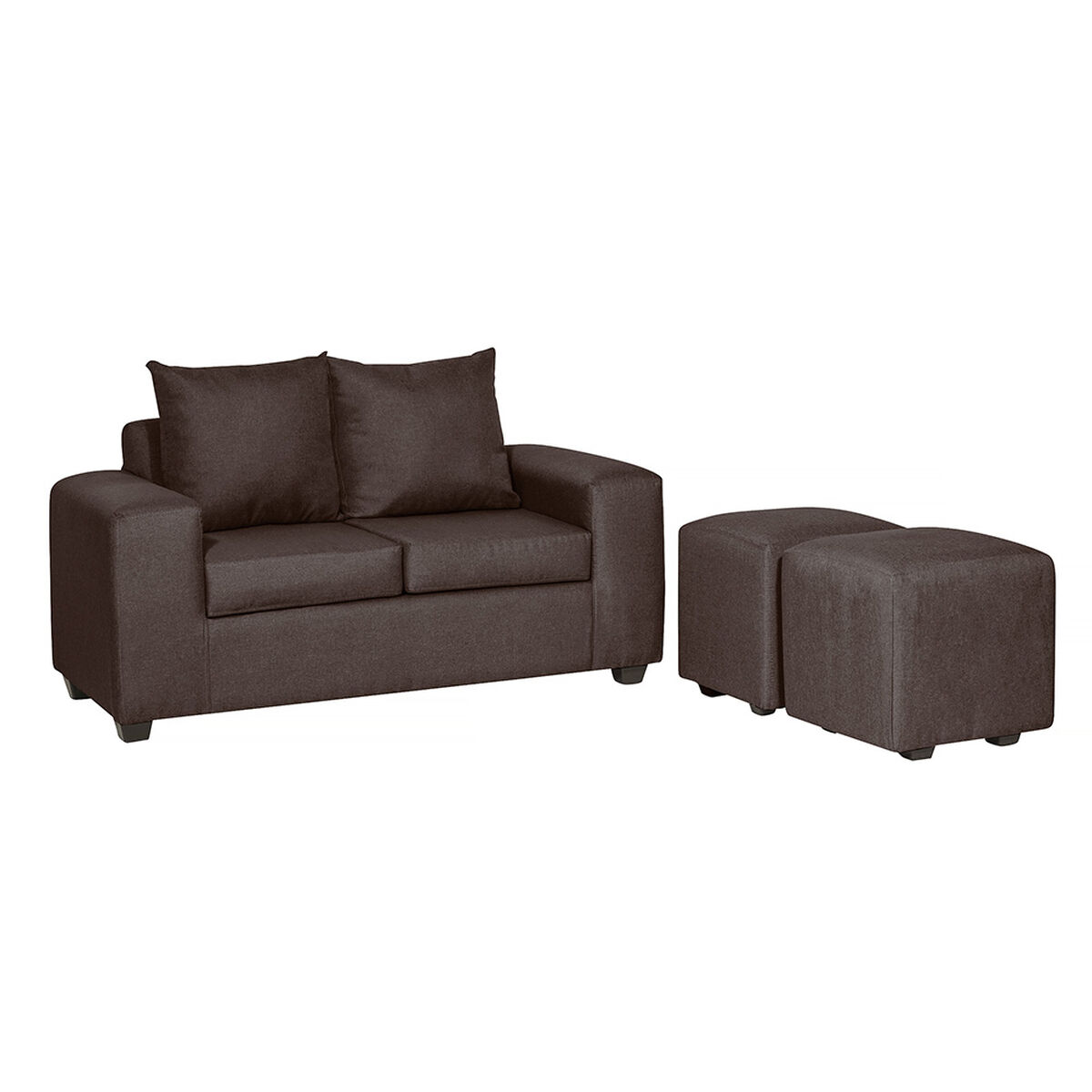 Juego de Living Innovamuebles Kahlo Sofá 2 Cuerpos + Dos Pouf 1 Cuerpo Chocolate