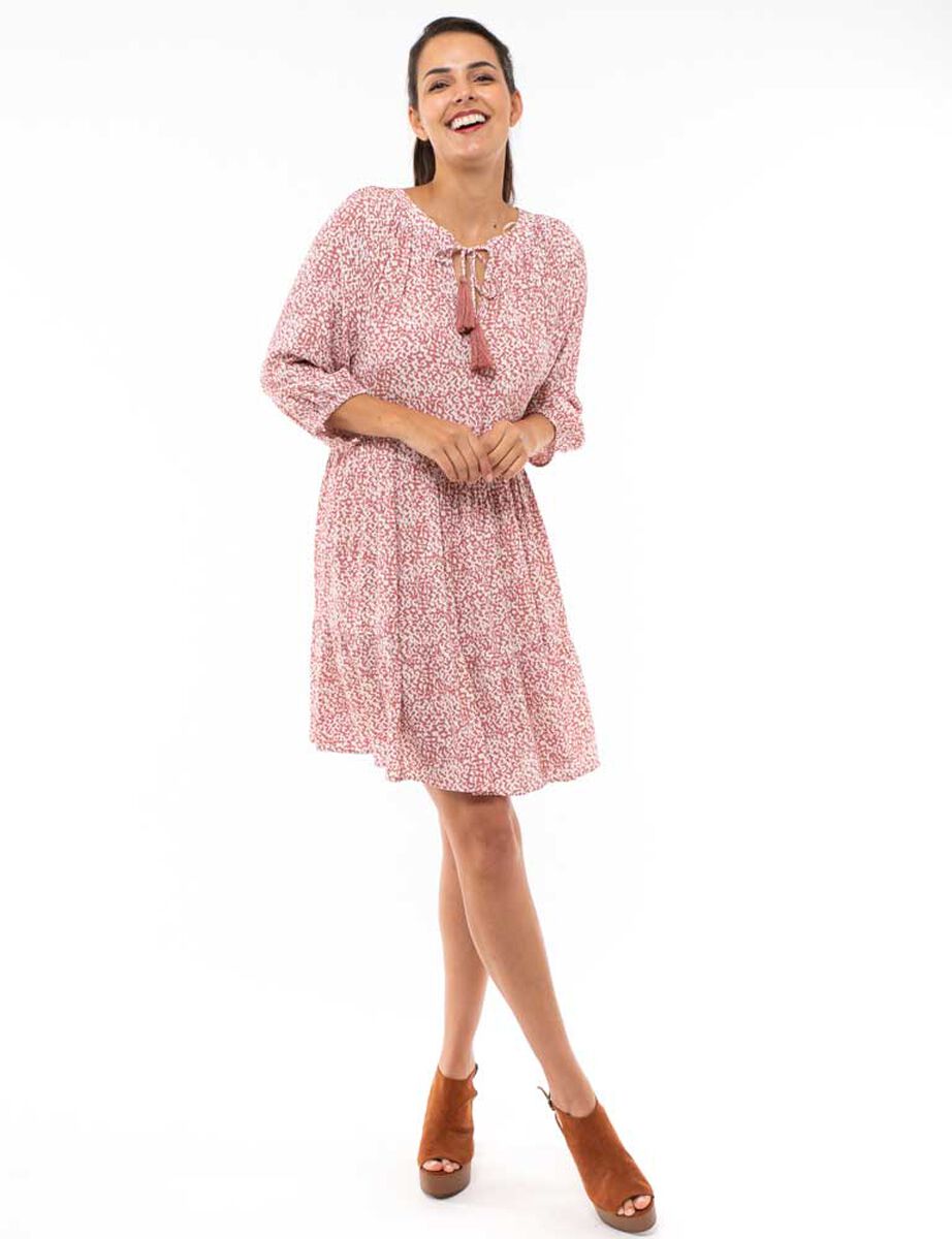 Vestido Corto Estampado Manga 3/4 Mujer Alma