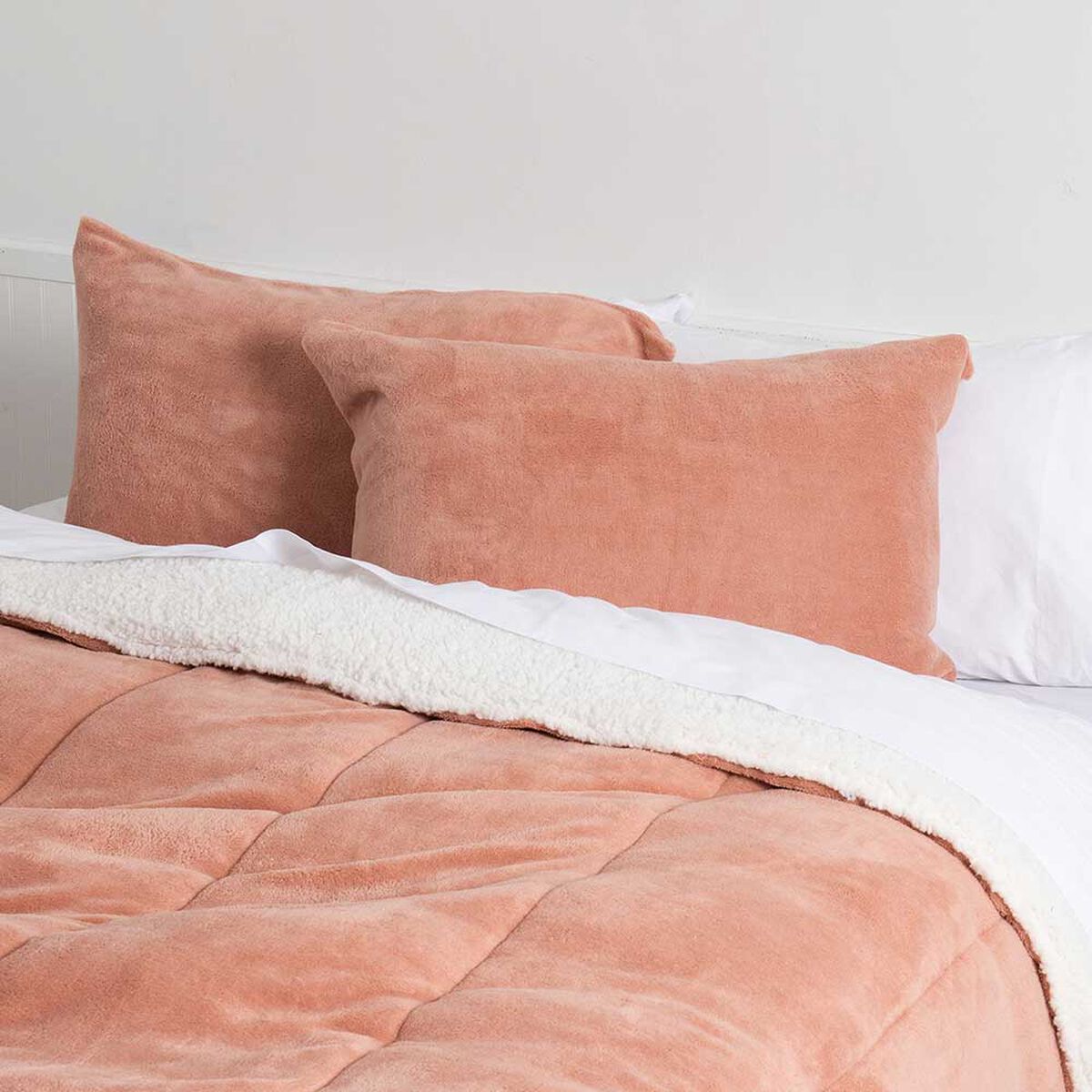 Plumón Liso Mashini Súper King Coral Sherpa Rosa Palo