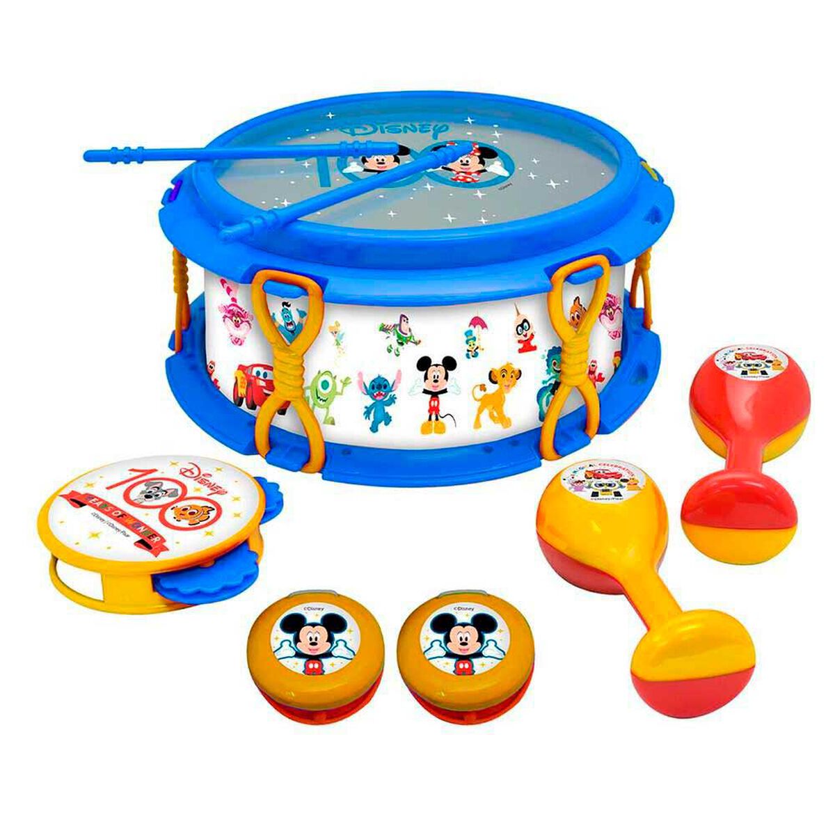 Set Musical En Tambor 6 Instrumentos Disney 100 A&ntilde;os