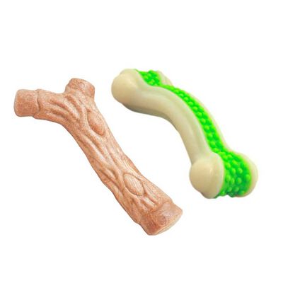 Kit Hueso Curvo Talla L + Rama De Madera Perro Mascan