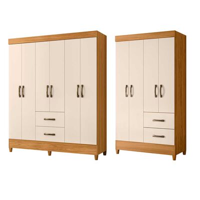 Imagen 1 del producto Combo 2 Clóset Vekkahome Mobi 6 Puertas + 4 Puertas 2 Cajones