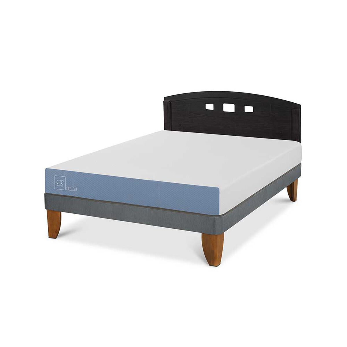 Cama Europea CIC 2 Plazas Excellence Plus + Respaldo Gales Negro