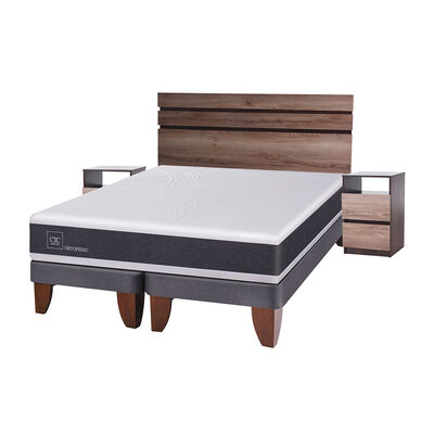 Imagen 1 del producto Cama Europea CIC Base Dividida King Ortopedic + Respaldo + 2 Veladores