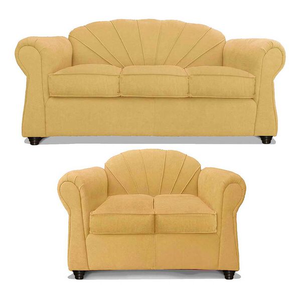 Juego de Living Elegant Detail Marsella Sofá 3 Cuerpos + Sofá 2 Cuerpos Beige