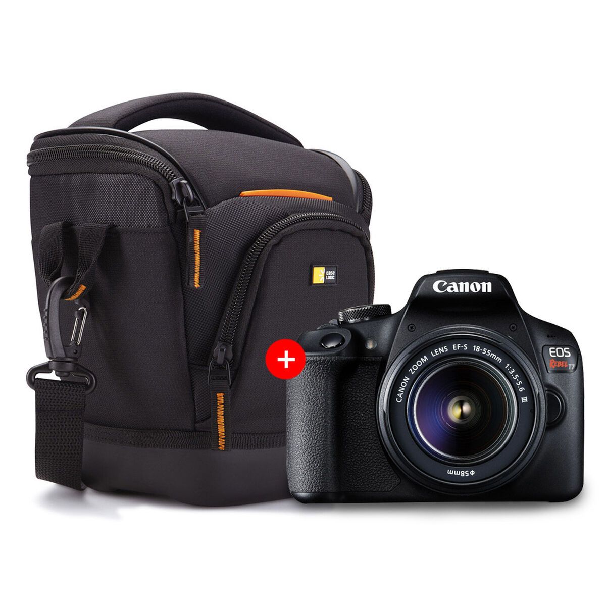Cámara Réflex Canon EOS T7 DC lente 18-55mm + Bolso Case Logic SLRC-200