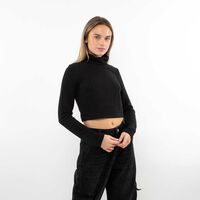 Sweate Crop Mujer Icono Negro