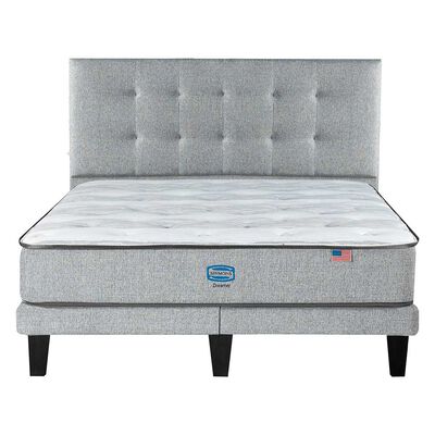 Cama Europea Simmons 2 Plazas Dreamer 190 Cm + Respaldo Tignes Plata