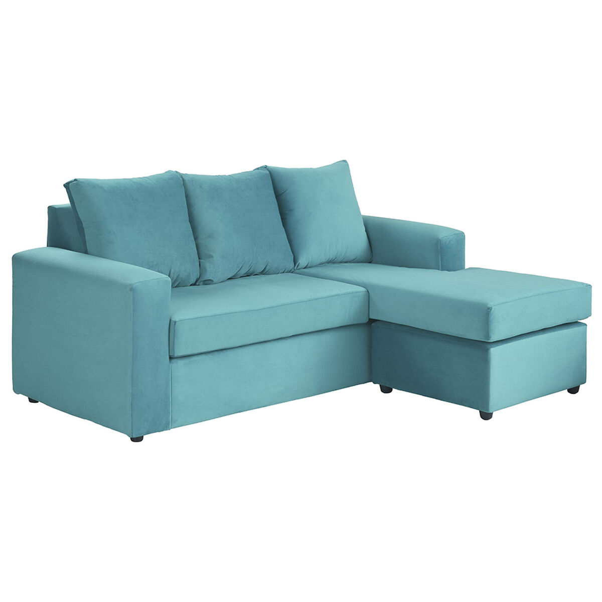 Sofá Seccional Bodevir Cali 3 Cuerpos + 2 Pouf Turquesa
