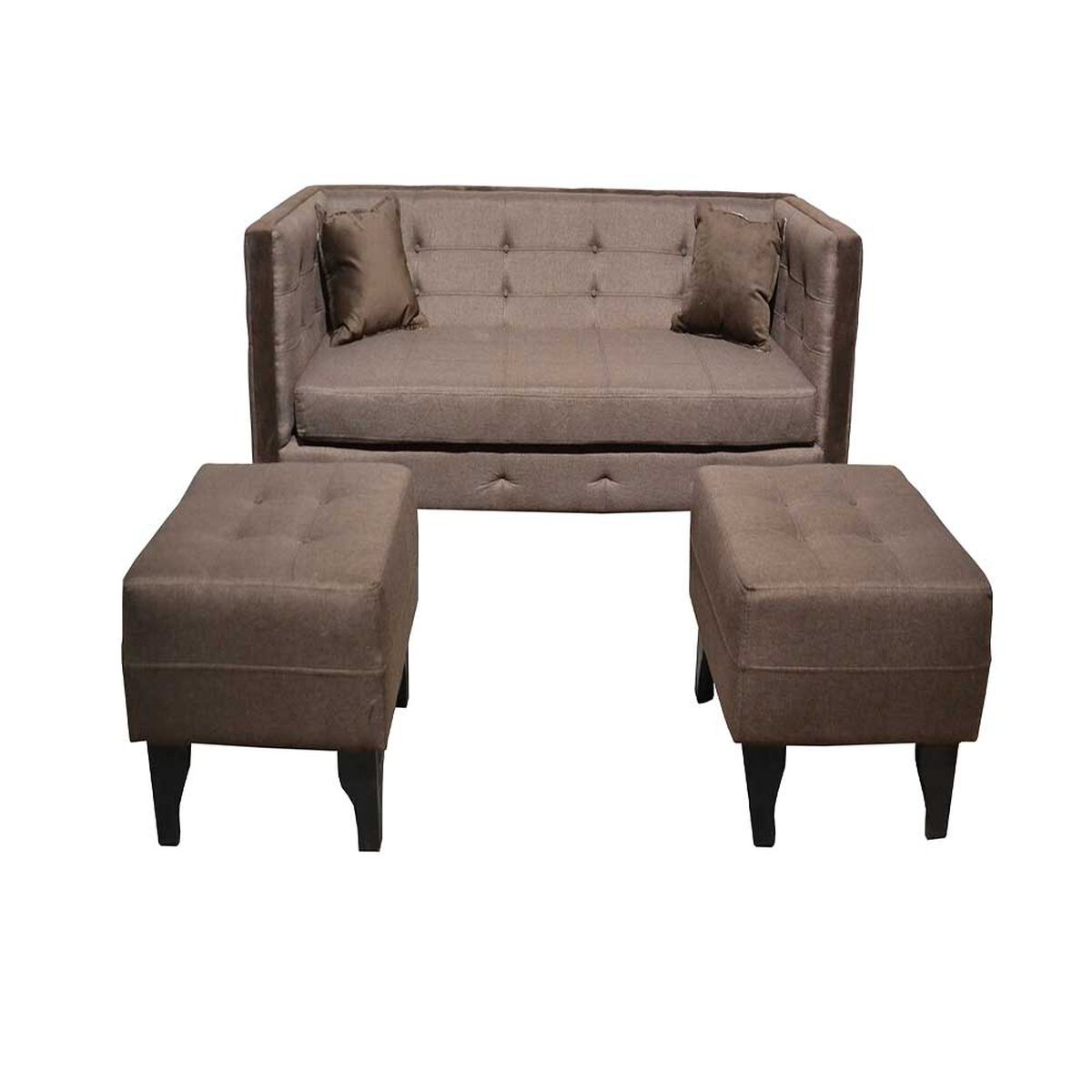 Juego de Living Diseño A&M Home Santa Monica Sofá 3 Cuerpos + 2 Pouf 1 Cuerpo  Chocolate