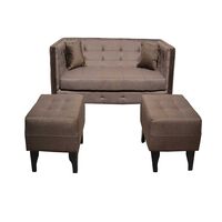 Juego de Living Diseño A&M Home Santa Monica Sofá 3 Cuerpos + 2 Pouf 1 Cuerpo  Chocolate