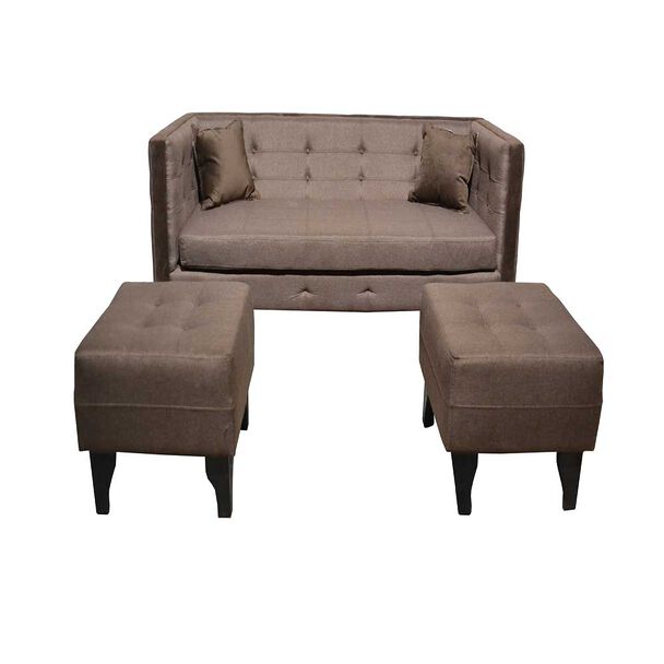 Juego de Living Diseño A&M Home Santa Monica Sofá 3 Cuerpos + 2 Pouf 1 Cuerpo  Chocolate