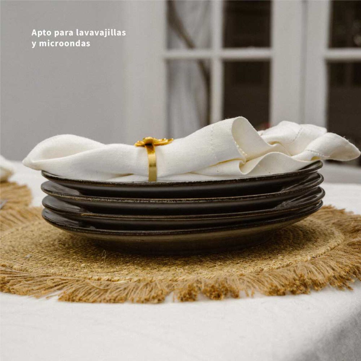 Set 4 Platos Simplit Siena Cerámica Gres 27,4 cm Beige