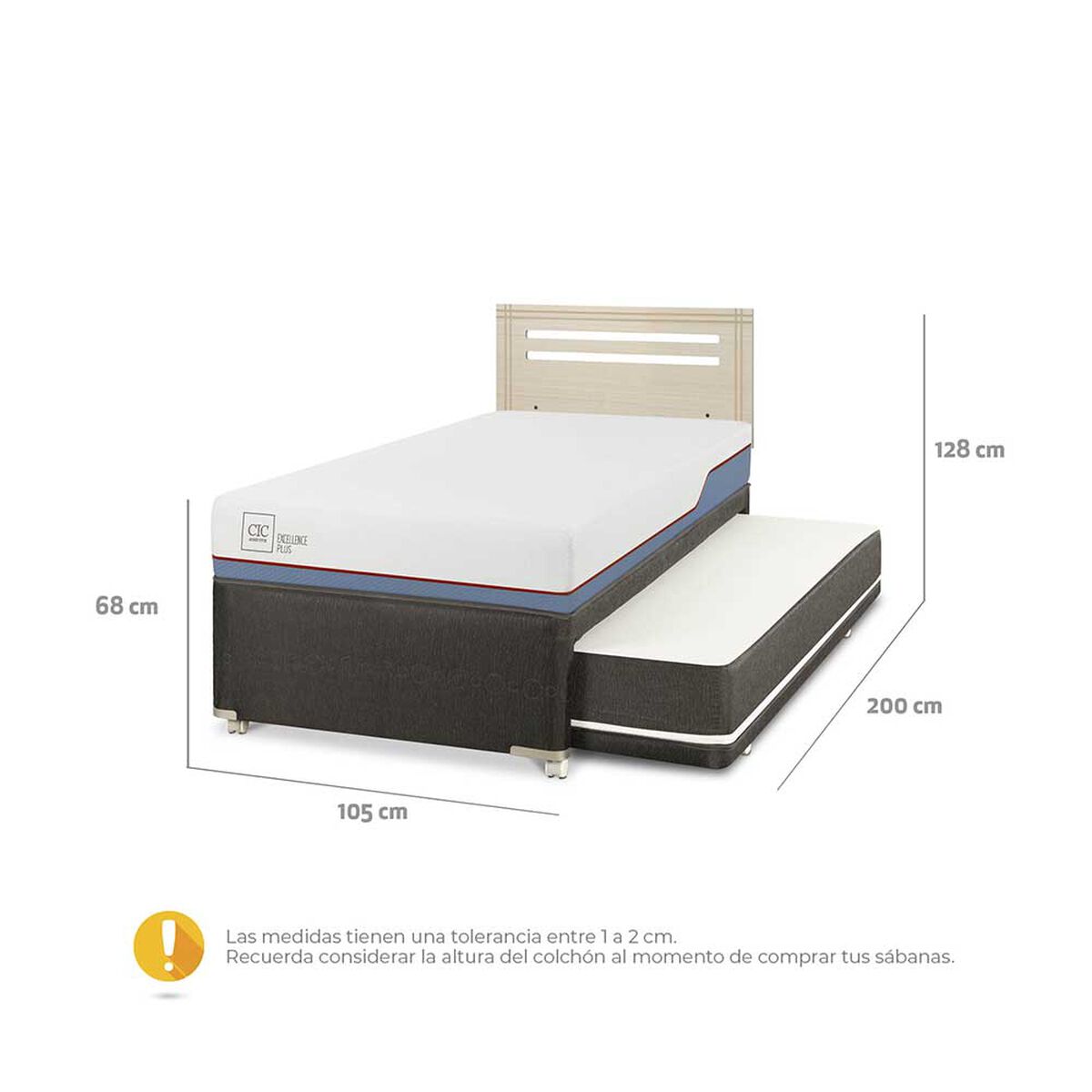 Cama Nido CIC 1,5 Plazas Excellence Plus + Respaldo Munich Alpino