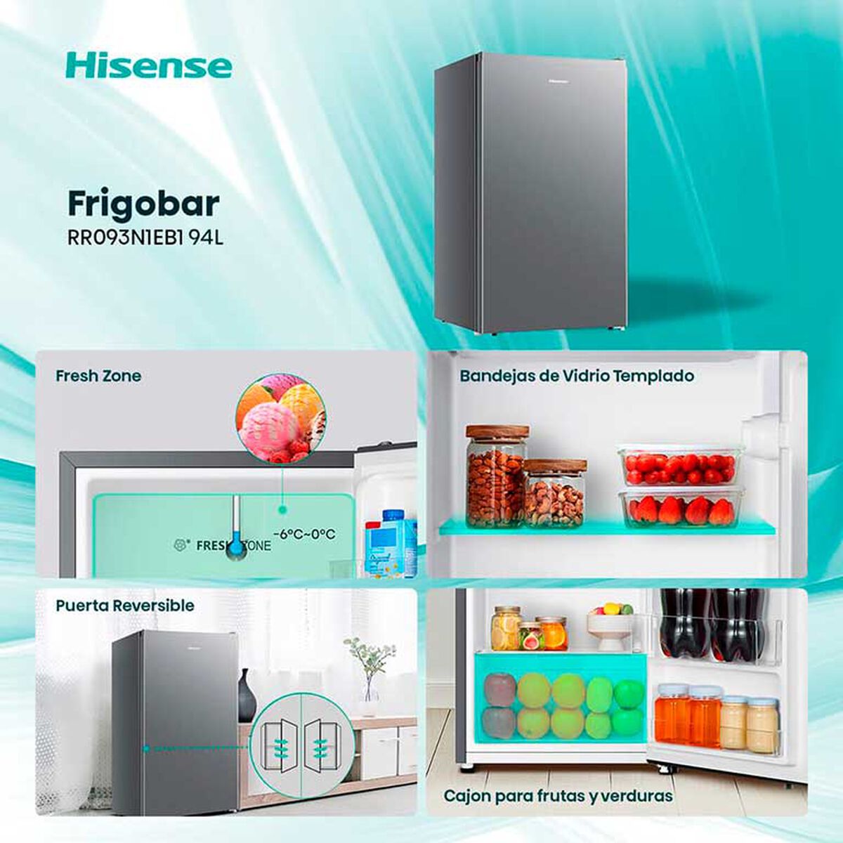 Refrigerador Fr&iacute;o Directo Hisense RR093N1EB1 94 lts.