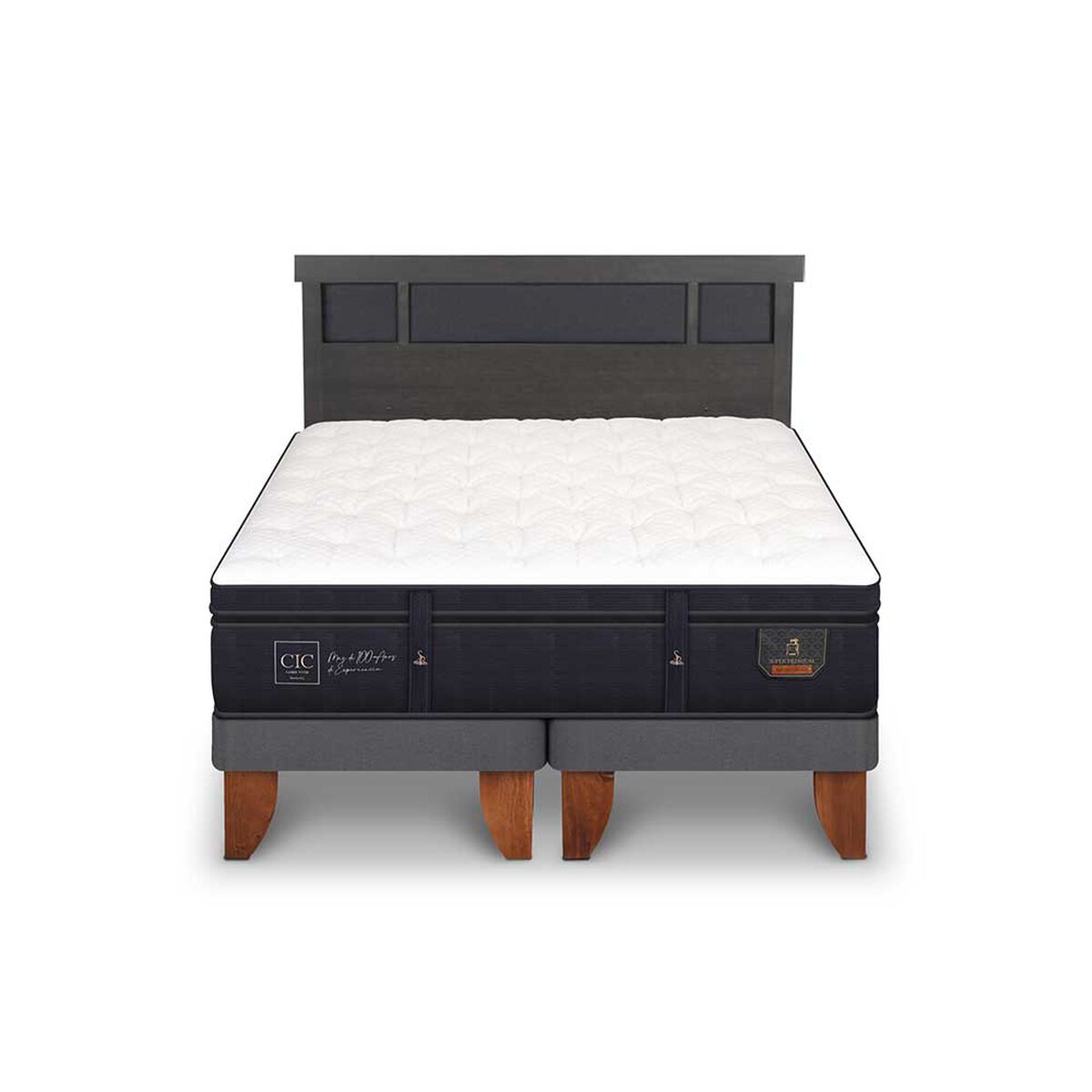 Cama Europea CIC Base Normal King S&uacute;per Premium + Respaldo Dublin