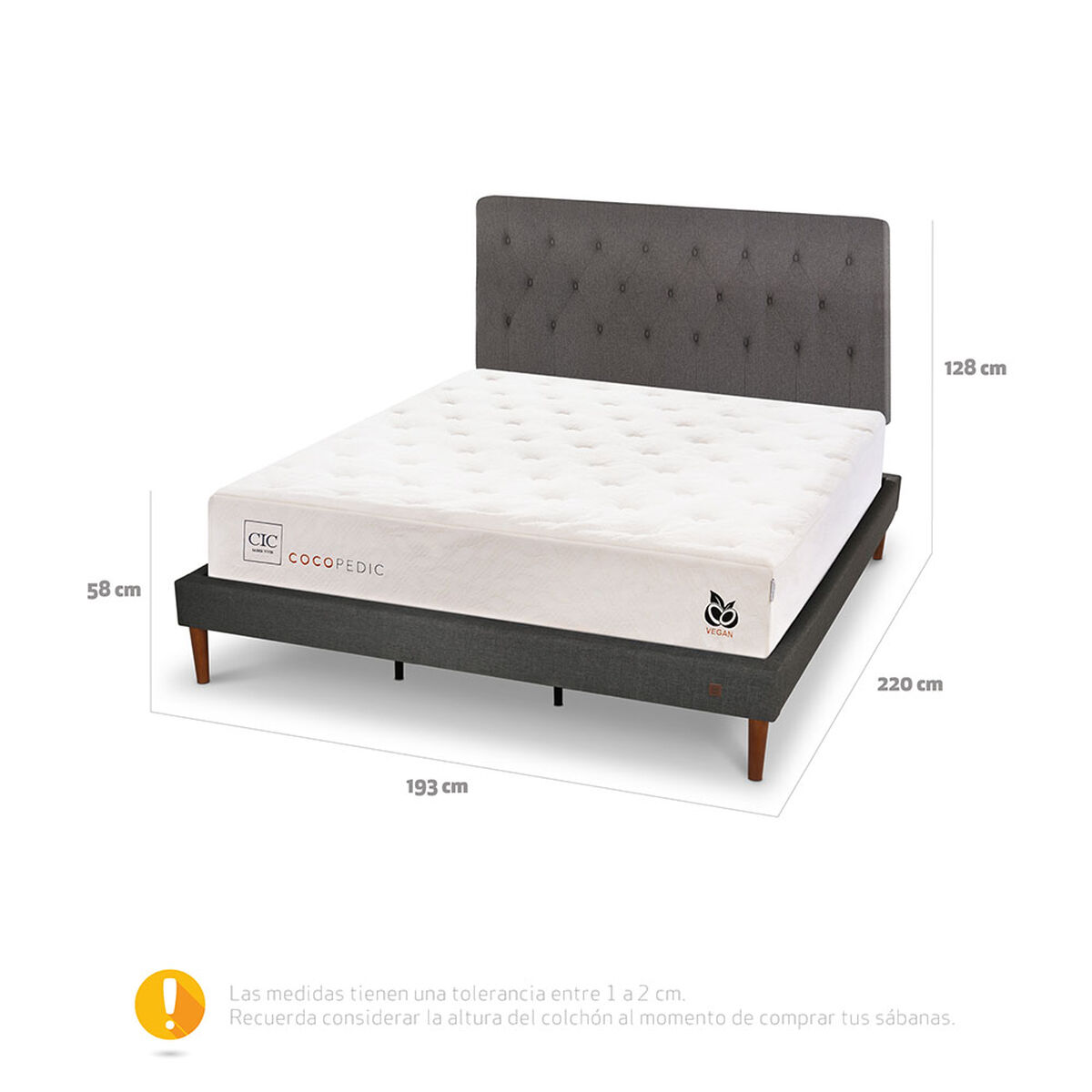 Cama Europea CIC Base Normal King Cocopedic