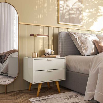 Velador Vekkahome Blanc 2 Cajones Blanco 
