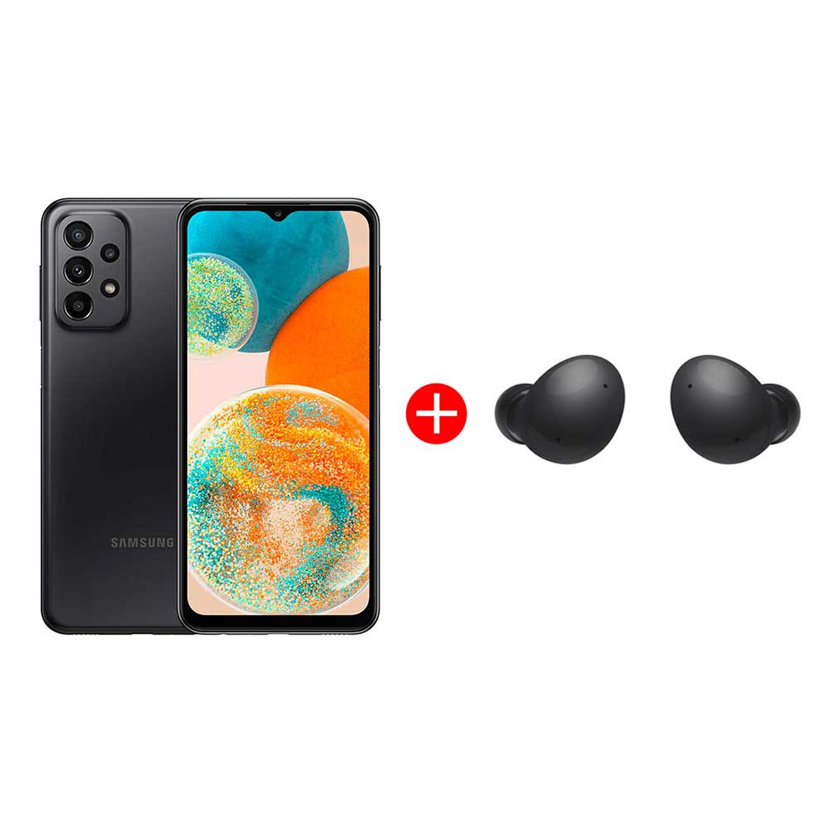 Combo Celular Samsung Galaxy A23 5G 128GB 6,6" Black Liberado + Audífonos Bluetooth Galaxy Buds2 Graphite