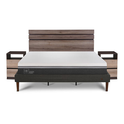 CIC Cama Europea CIC King Ortopedic Advance + Respaldo Ares +  2 Veladores