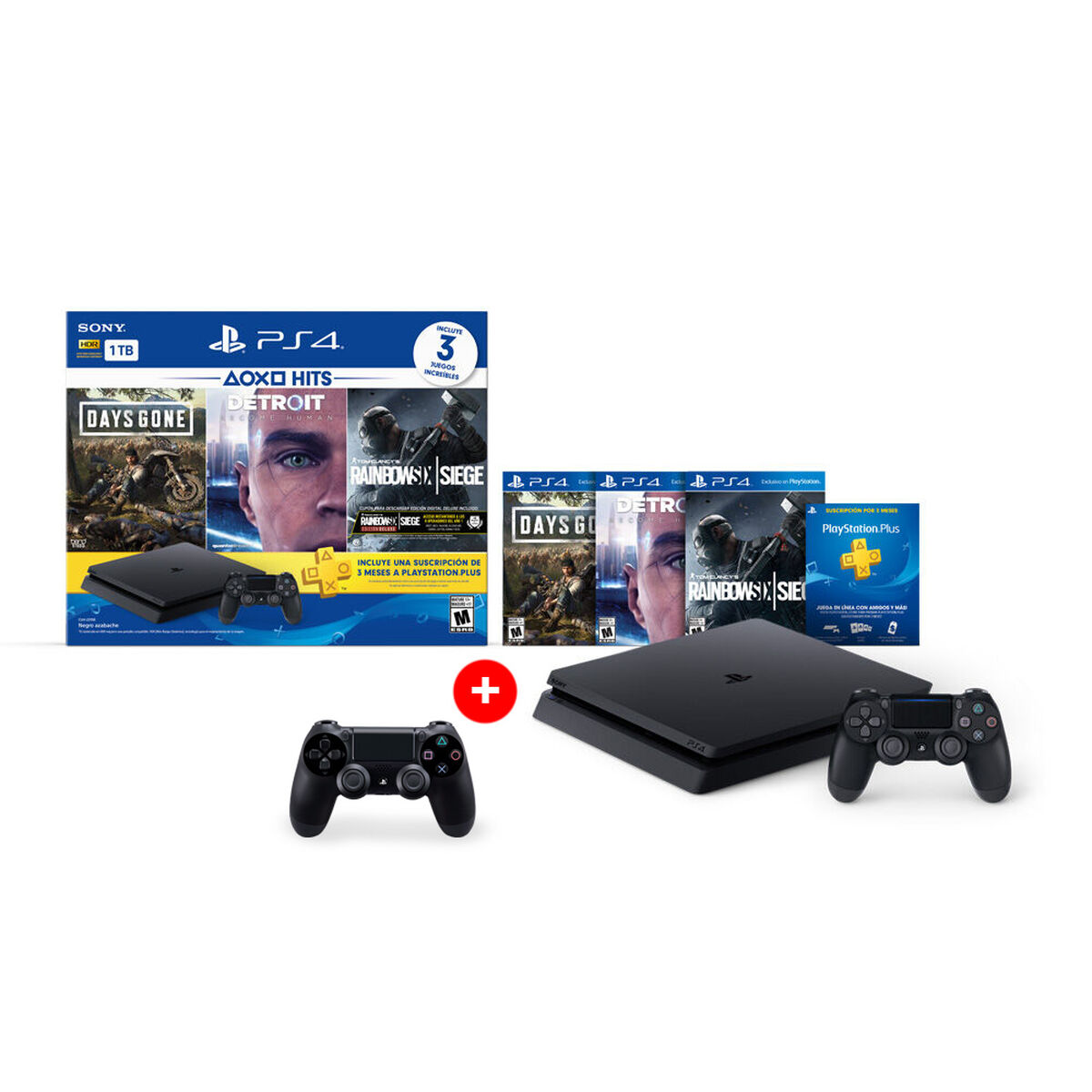 Consola PS4 Hits Bundle 5 1TB + 3 Juegos + 2 Controles DualShock4