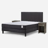 Cama Europea Rosen 2 Plazas Wave + Respaldo + Velador Lucio Grafito