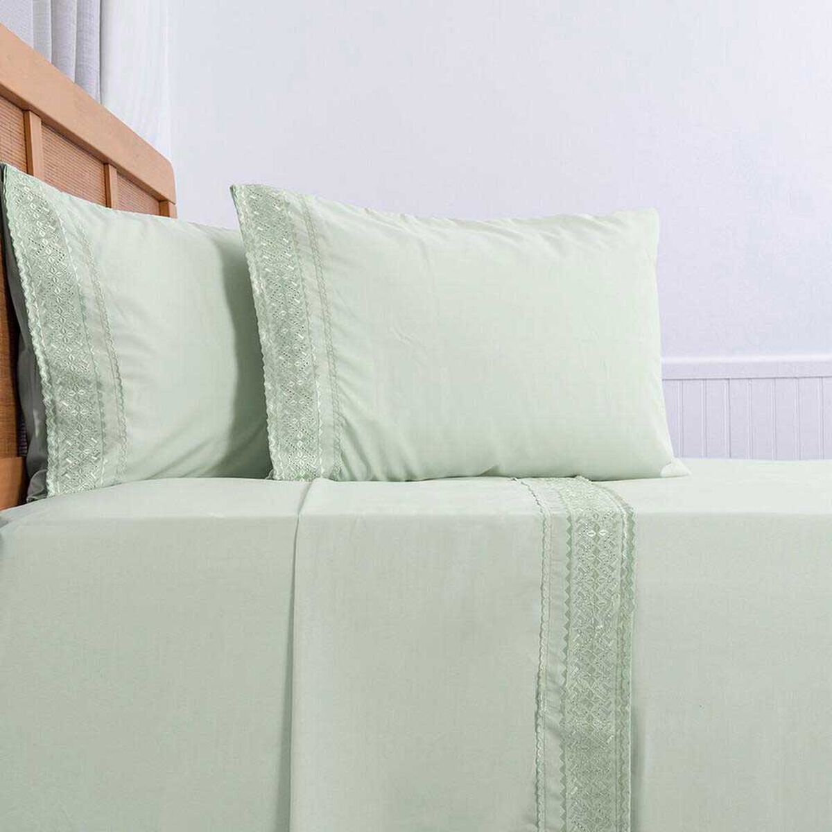 Juego de S&aacute;banas Plumetti 2 Plazas Estampado Verde