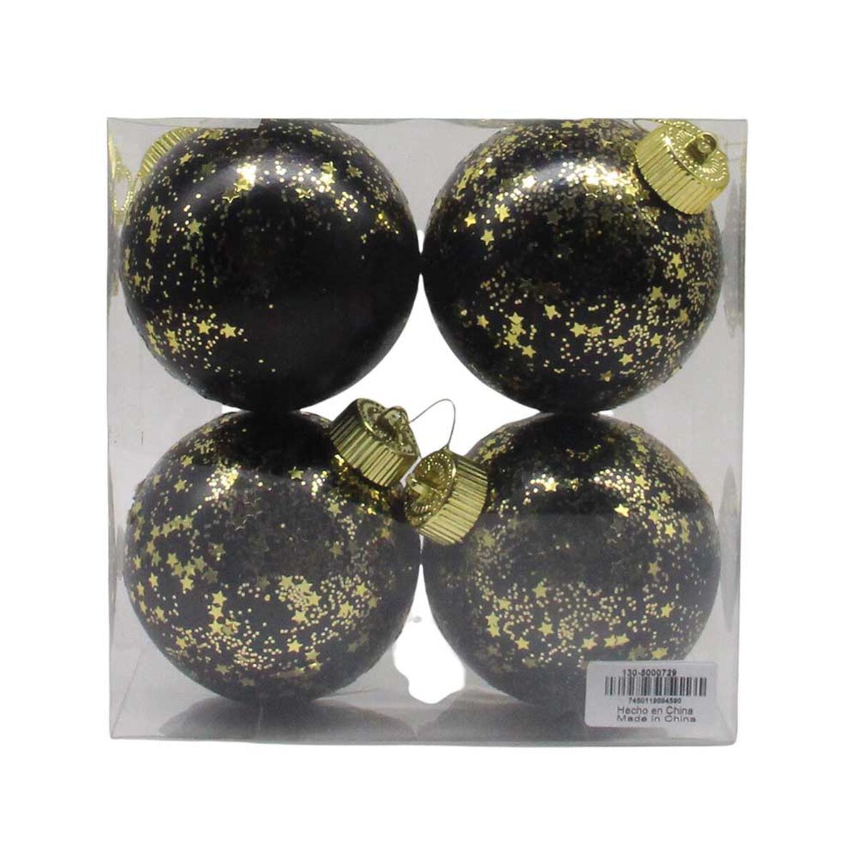 Set Esferas para Árbol de Navidad Santini Negro Dorado 4 Piezas