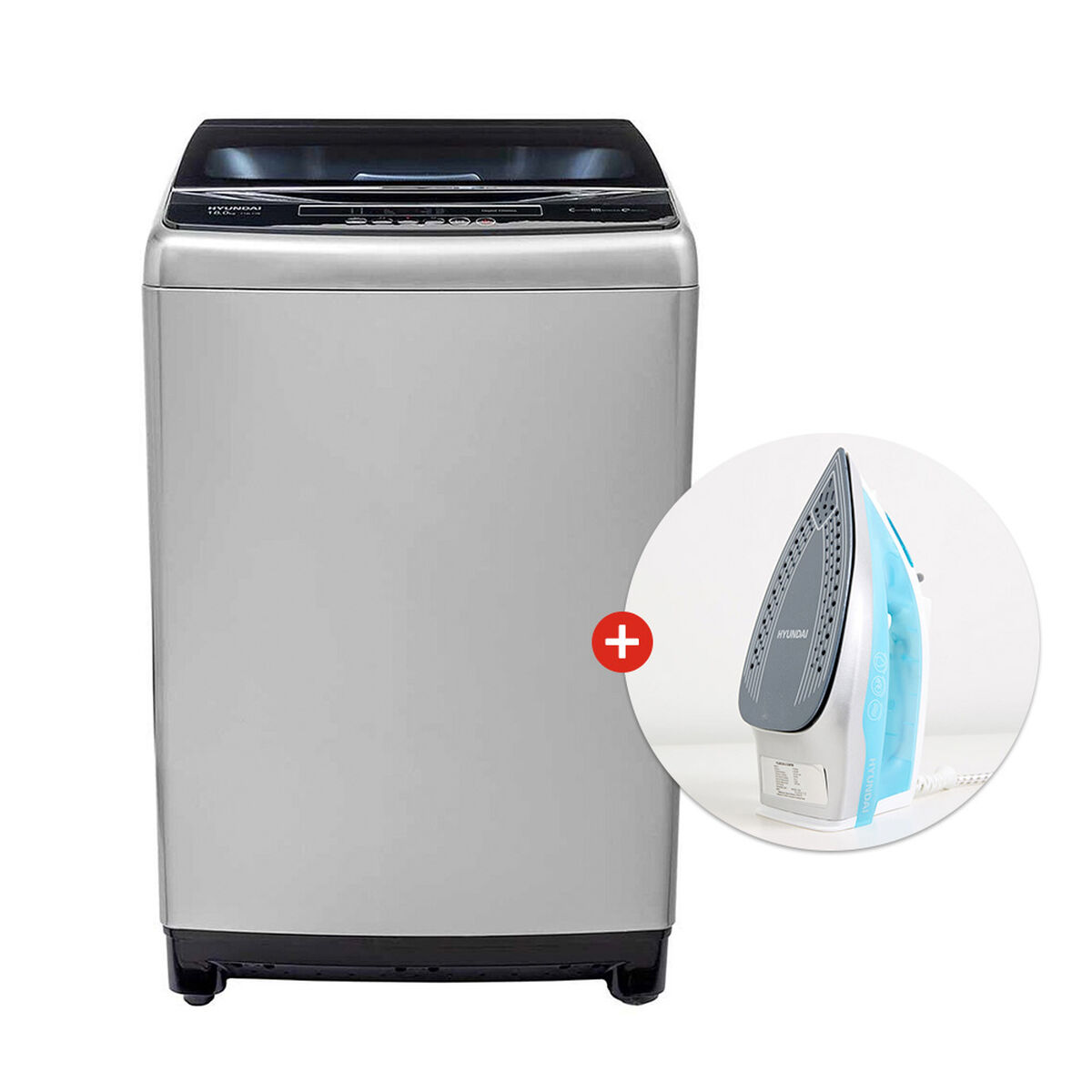 Combo Lavadora Automática Hyundai T18L17N 18 kg + Plancha a Vapor HY2448P