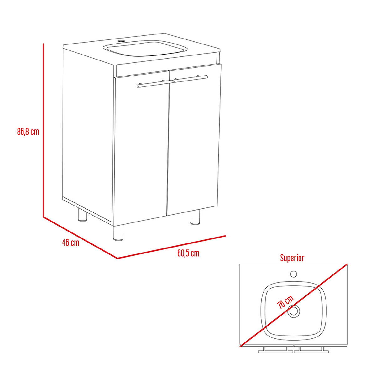 Mueble de Lavamanos Piso + Espejo TuHome Khari
