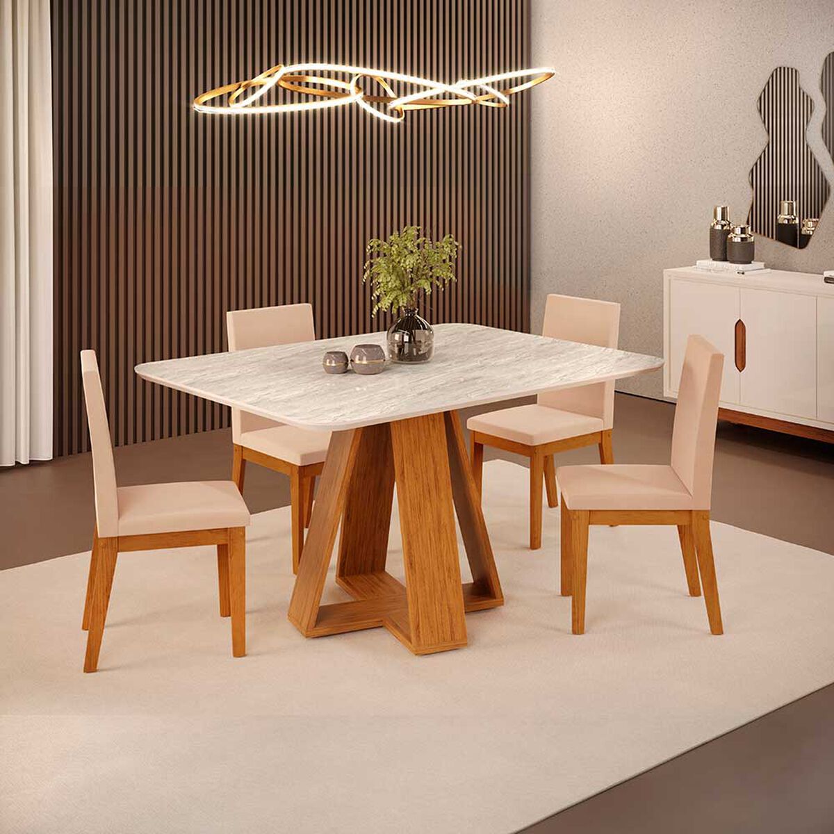 Juego de Comedor Vekkahome Celeste 4 Sillas Cafe
