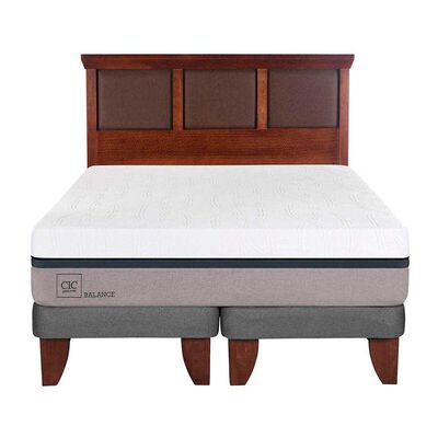 Imagen 1 del producto Cama Europea CIC Base Dividida 2 Plazas Balance + Respaldo New Torino Caramelo