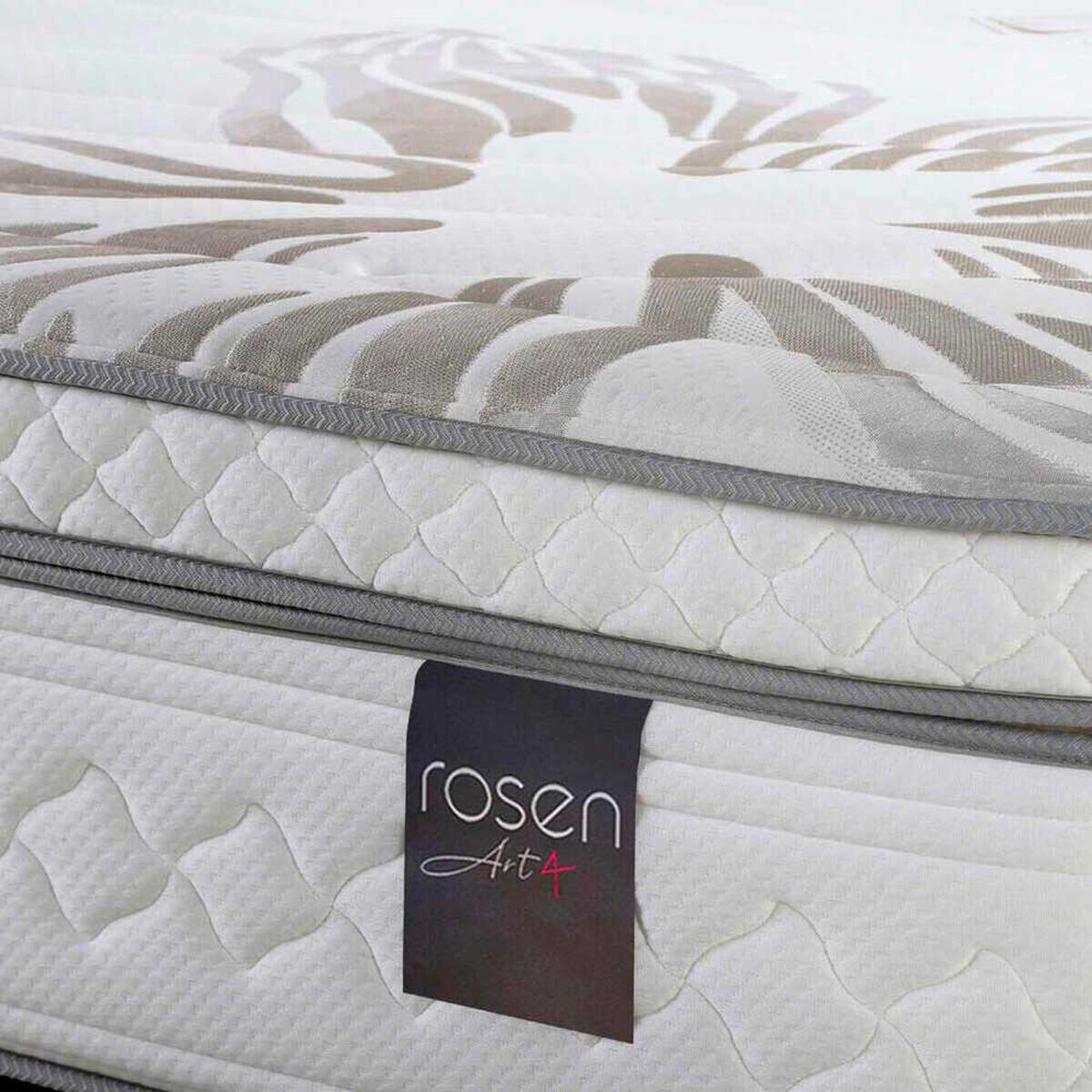 Cama Europea Rosen King Art 4 + Respaldo Rachel Gris