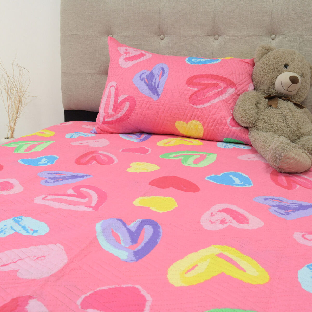 Quilt Doral Hotpress Infantil 1,5 Plazas Corazones