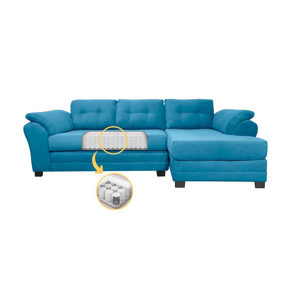 Sof&aacute; Seccional Living Factory Samy 4 Cuerpos Azul