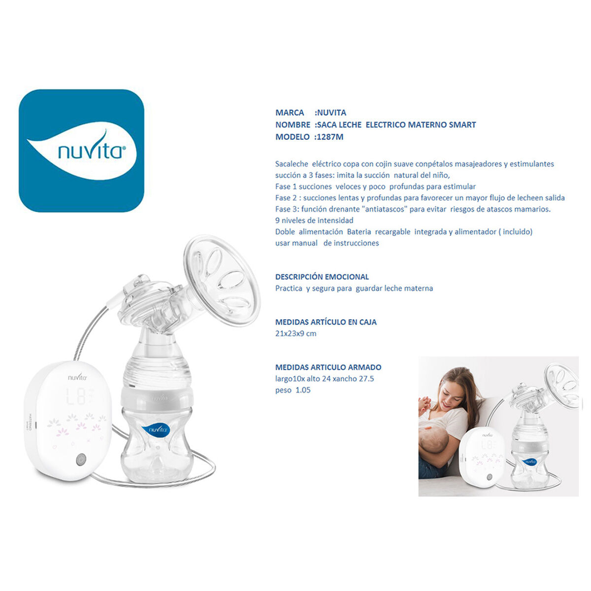 Extractor de Leche Materna Electrico Nuvita