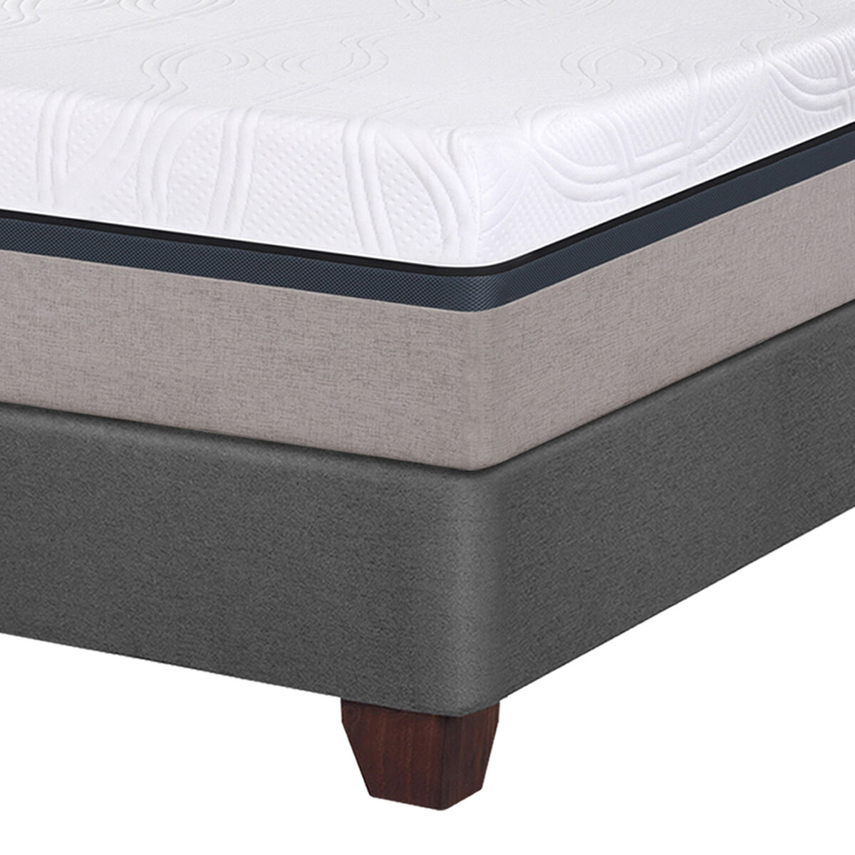 Box Spring Balance 2 Plazas Base Dividida + Mueble + Respaldo Eufrates