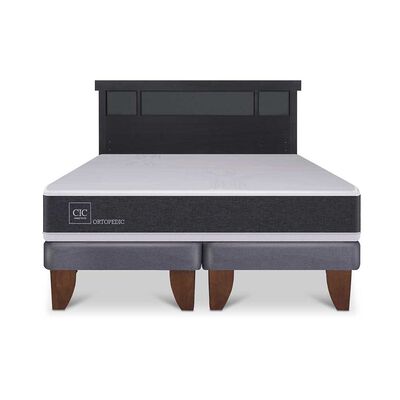 Imagen 1 del producto Cama Europea CIC Base Dividida King Ortopedic + Respaldo Dublin Negro