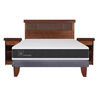 Cama Europea CIC 2 Plazas Ortopedic + Respaldo + 2 Veladores Dublin Caramelo