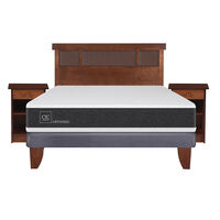 Cama Europea CIC 2 Plazas Ortopedic + Respaldo + 2 Veladores Dublin Caramelo