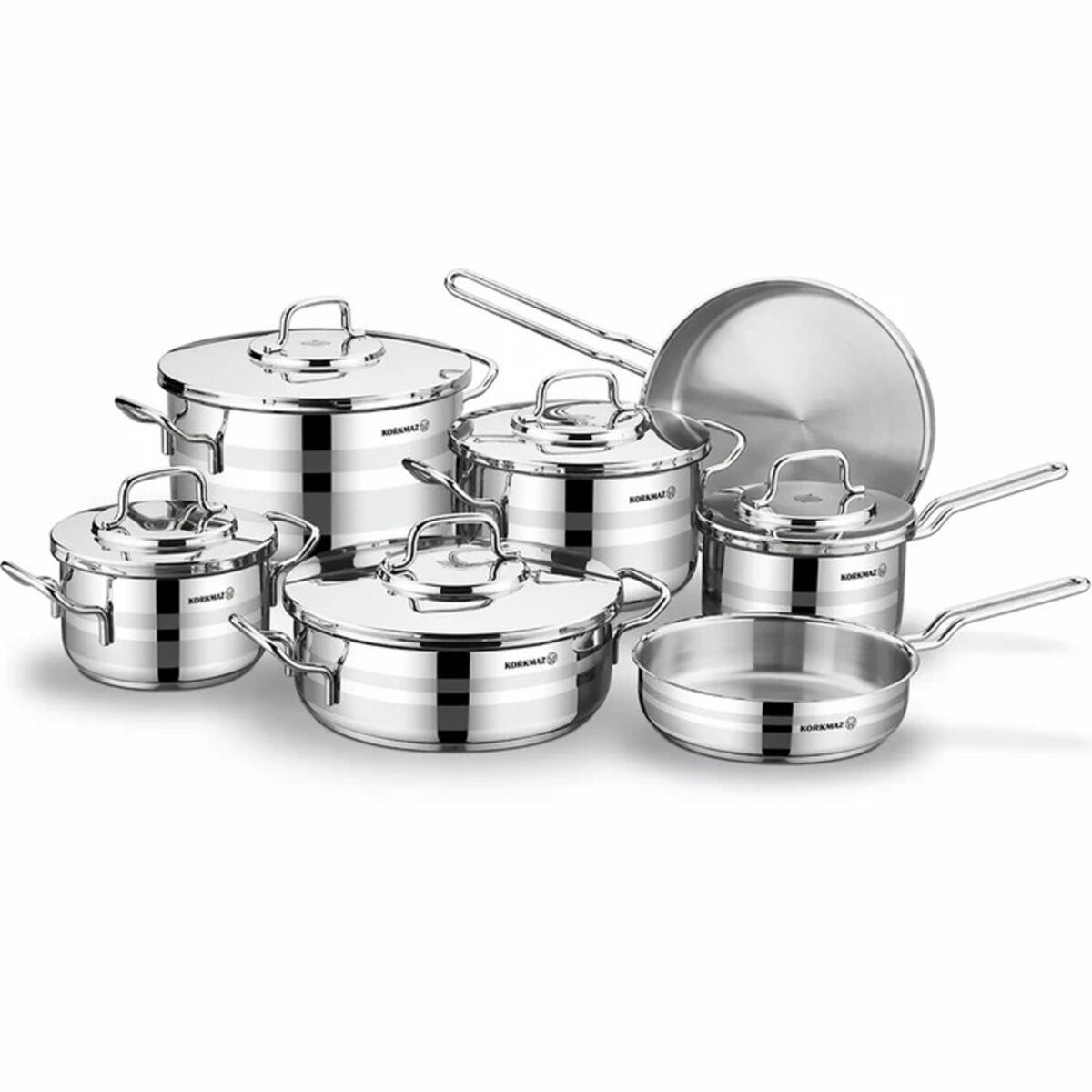 Bater&iacute;a de Cocina Korkmaz Astron 12 Piezas Acero Inox