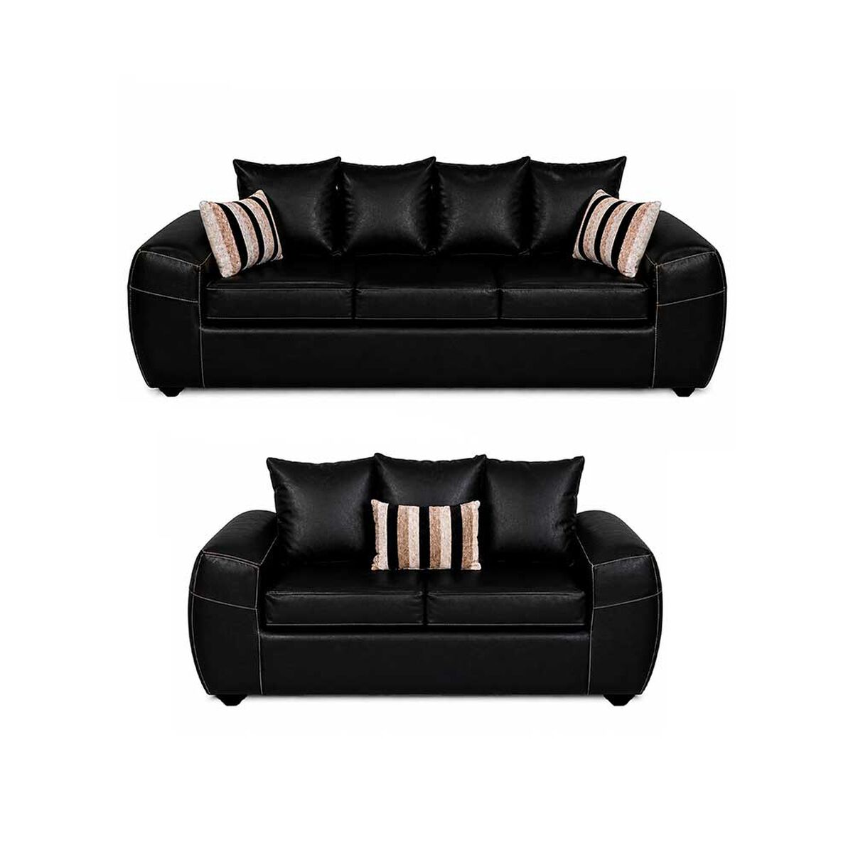 Juego de Living Elegant Detail New Houston 3-2 Cuerpos Negro