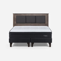 Cama Europea Rosen King Tempo + Respaldo Rachel Gris