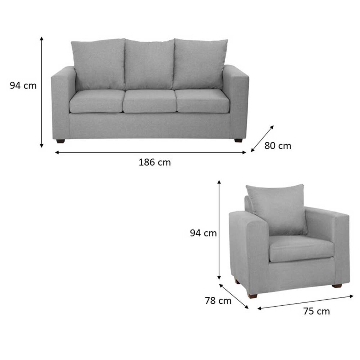 Juego de Living Innovamuebles Marco Sofá 3 Cuerpos + Dos Butacas 1 Cuerpo Beige